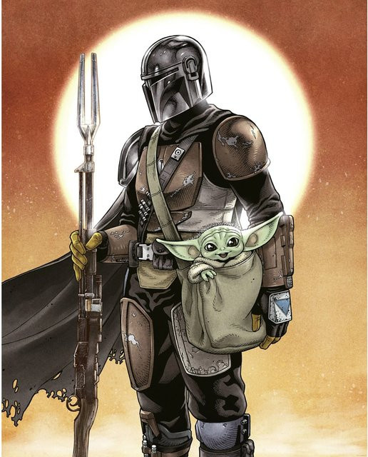 Komar Vlies Fototapete Star Wars The Mandalorian und Grogu mehrfarbig - Bild 1