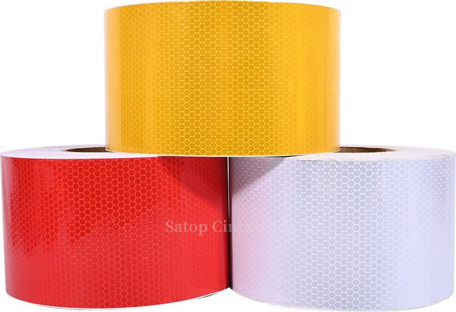 Satop Cinta Selbstklebendes Reflektierendes Band für Sicherheit und Vorsicht, Wasserdicht und Fluoreszierend, Farben: Weiß, Rot, Gelb, Breite: 10 cm, Länge: 5 m - Bild 1