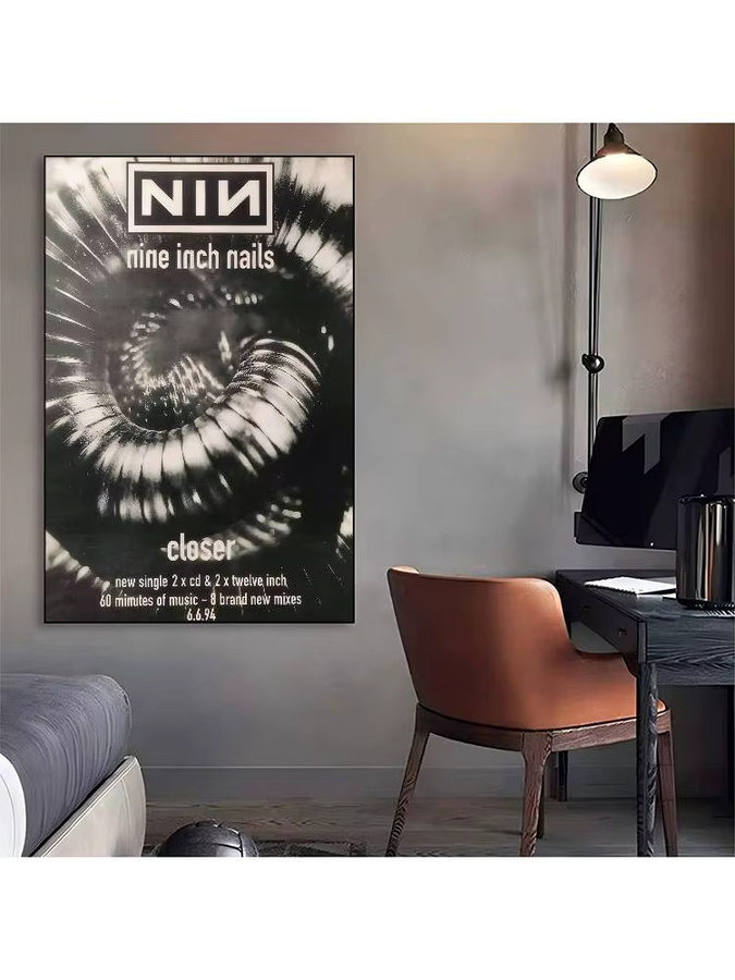Nine I-Inch N-Nails Classic Vintage DIY Klebeposter, abstrakte Grafik als dekorative Wandkunst in Weiß, Papierposter, rechteckig - Bild 5