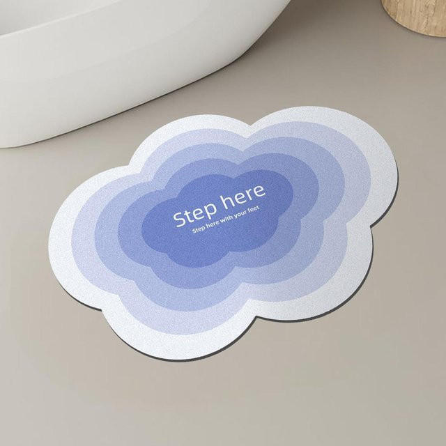 Saugfähige Kieselgur Fußmatte Wolken-Serie von Yiran Furniture, rutschfest und waschbar, Oval, B/T: 60 x 40 cm - Bild 1