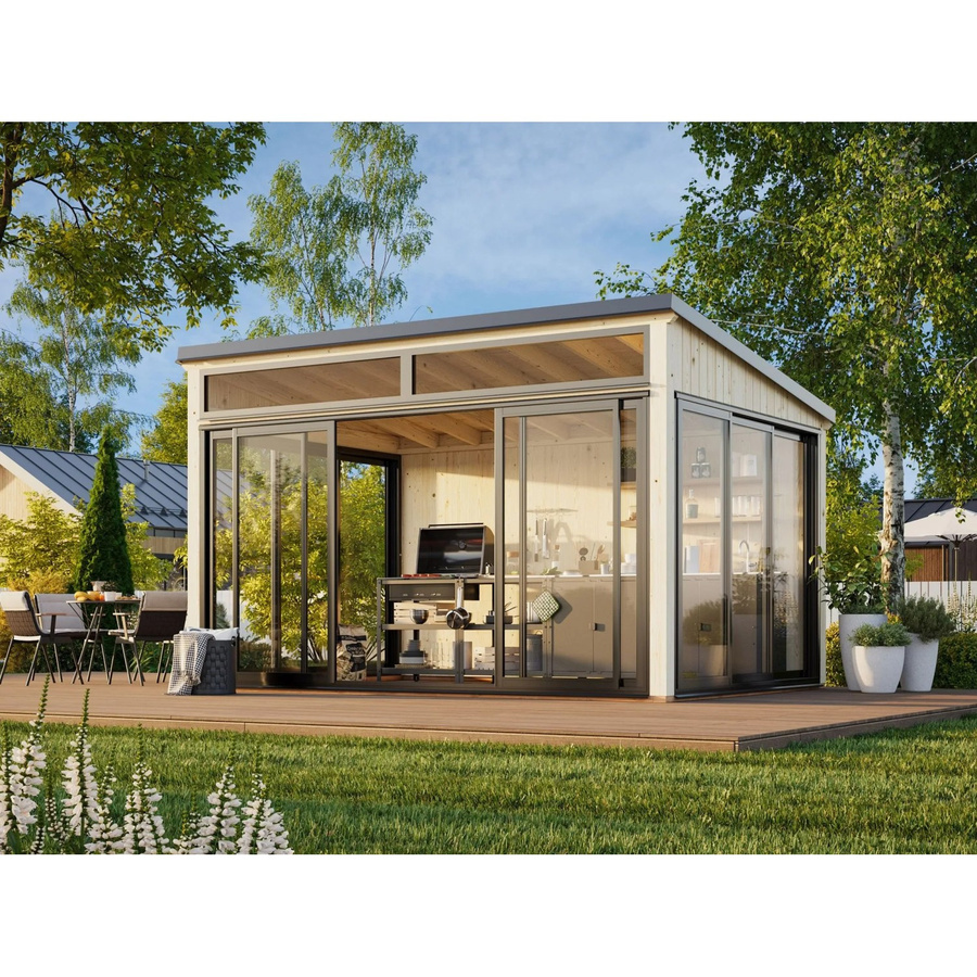 Palmako Gartenhaus Saga Slide Plus aus Fichtenholz mit Pultdach in Natur - Bild 3