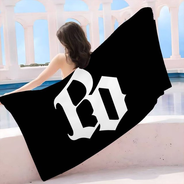 Dalangpa Mikrofaser Strandtuch mit Band B-Bohse O-Onkelz Motiv, schnelltrocknend und super saugfähig, B/H: 95 x 135 cm, Schwarz-Weiß - Bild 1