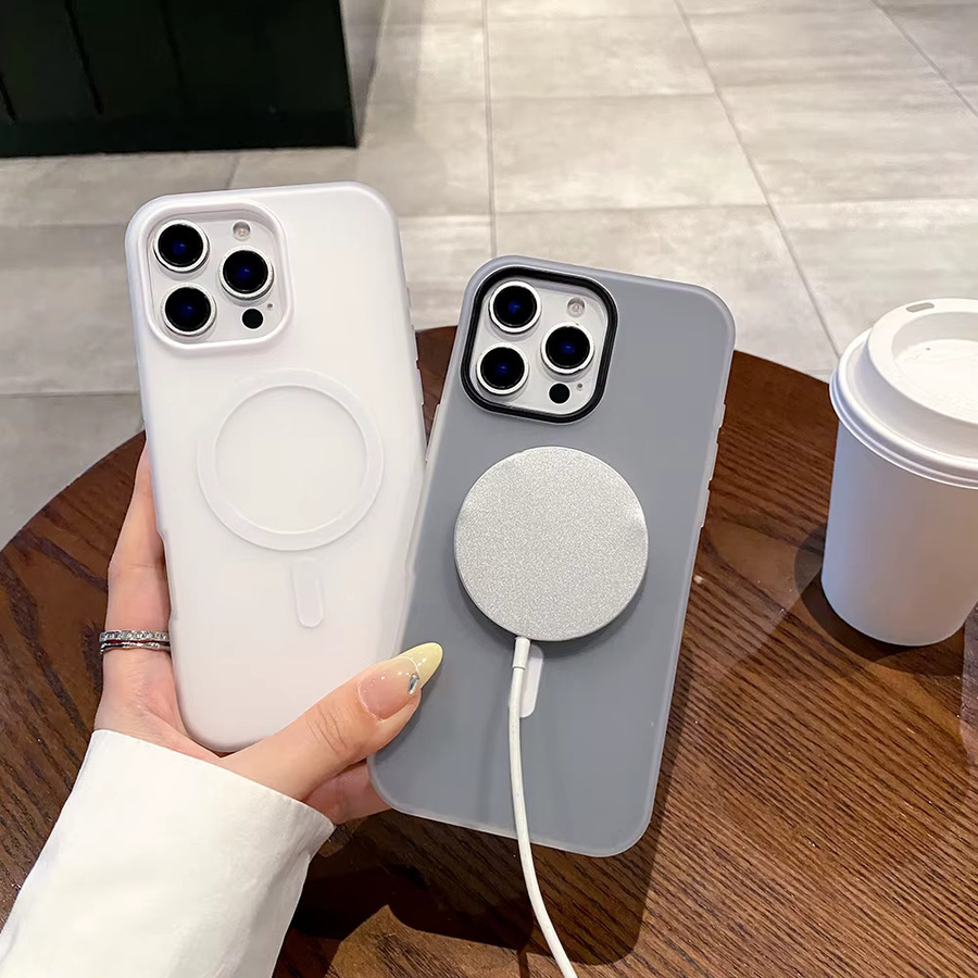 Silikon MagSafe Hülle für Apple iPhone kompatibel mit iPhone 17 Pro Max 16 15 14 13 12 Plus und Air in Weiß oder Schwarz mit Wireless Charging Funktion - Bild 3