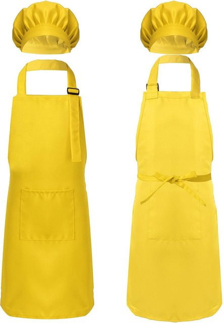 Yeahdor Kochset für Kinder mit verstellbarer Schürze und Kochmütze in Gelb, ideal zum Backen und Kochen für Jungen und Mädchen ab 2 Jahren - Bild 1