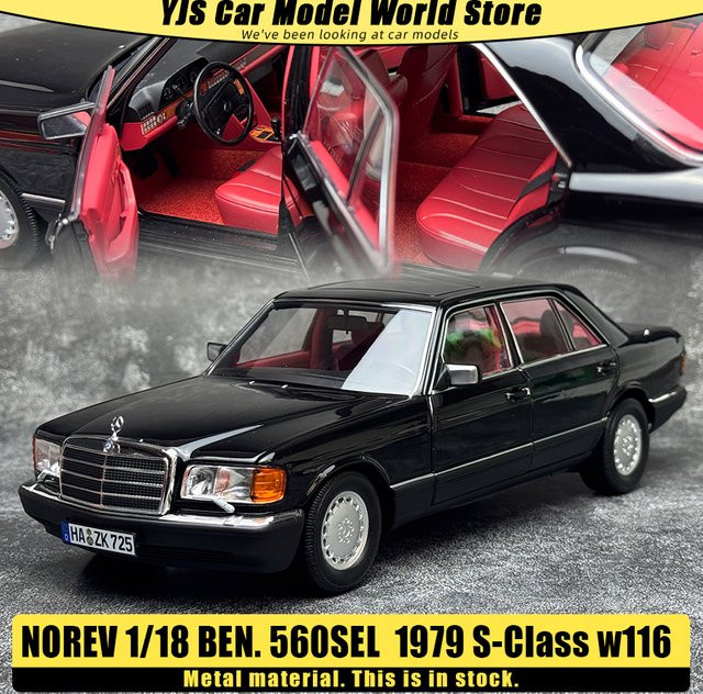 NOREV Ben. 560sel S-Klasse W116, Automodell, 1:18, Schwarz, Metall - Bild 1
