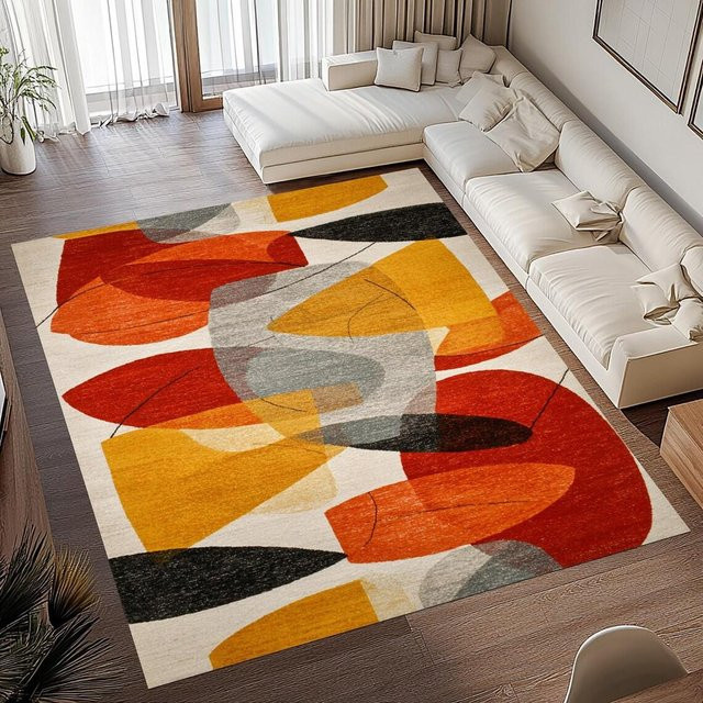 Mid Century Teppich Lodestar mit geometrischem Design, rutschfest und maschinenwaschbar, B/T: 60 x 40 cm, mehrfarbig - Bild 1