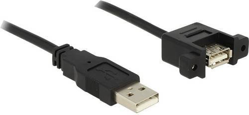 Delock USB 2.0 Kabel mit USB-A Stecker und USB-A Buchse, Länge: 1,00 m, Schwarz - Bild 1