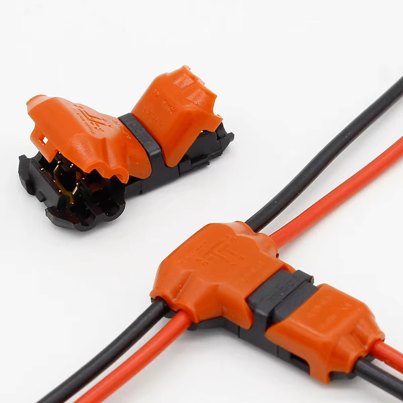 ELECAPITAL 5er Set Universal Compact T-Shape Leiter Terminal Block mit Hebel, 2 Pin 2 Weg, 10A 300V, Orange - Bild 3