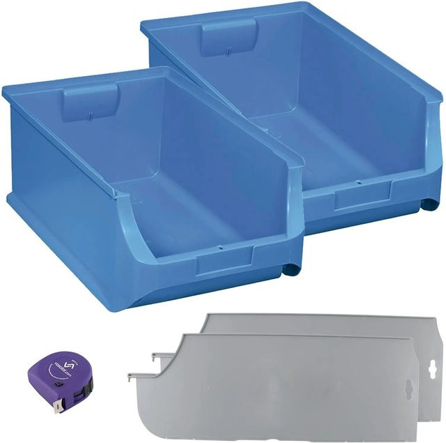 vasalat Set Stapelboxen Größe 5 Blau mit Trennsteg, 2 Stück, B/T/H: 50,0 x 31,0 x 20,0 cm - Bild 1