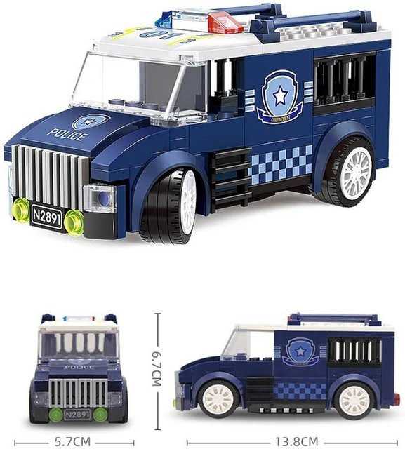 Affenmann Stadt Polizei Auto LKW Engineering Fahrzeug Baustein Set 6-12 Jahre - Bild 1