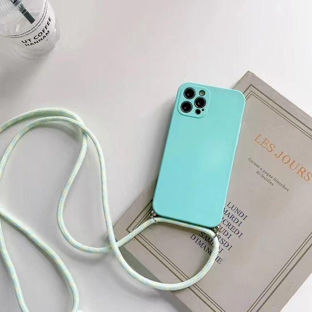 Silikon Lanyard Hülle mit Umhängeband für Samsung Galaxy S24 FE, S23 FE, S21 FE und S20 FE in Grün, Lila, Rot und Türkis - Bild 1