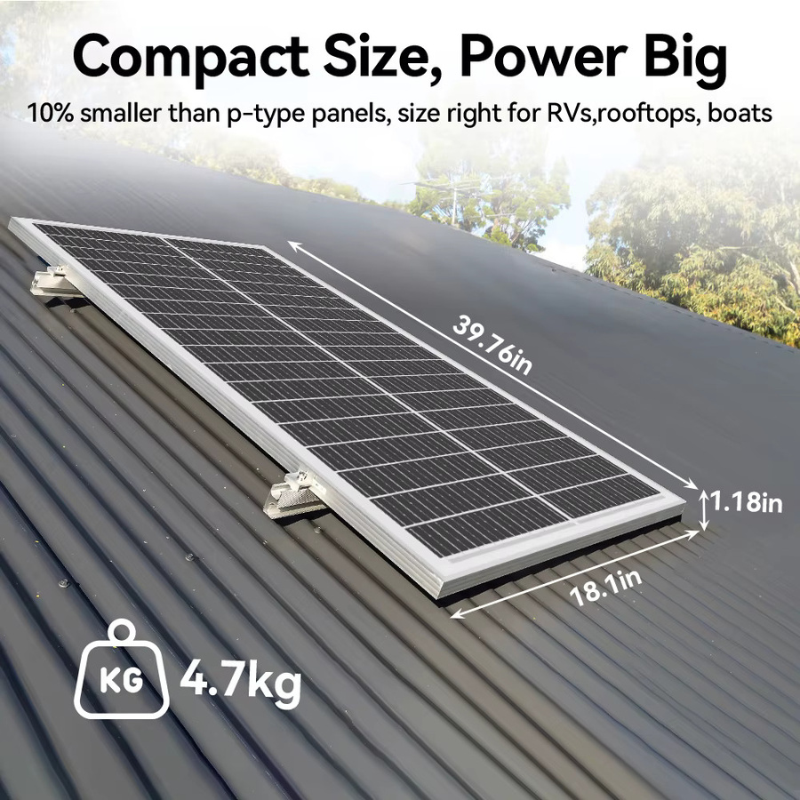 RVPOZWER 2er Set Monokristalline Solarpanels 200W 12,8V 12BB Schwarz Wasserdicht für Wohnmobil Marine und Camping - Bild 4