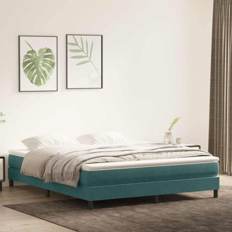 vidaxl Boxspringbett ohne Matratze aus Samt in Grün, B/T/H: 180 x 220 cm - Bild 1