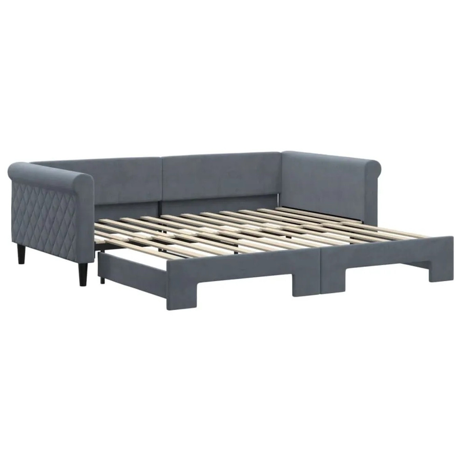 vidaXL Tagesbett aus Samt mit Auszug in Dunkelgrau B/T/H: 100 x 200 x 68 cm - Bild 2