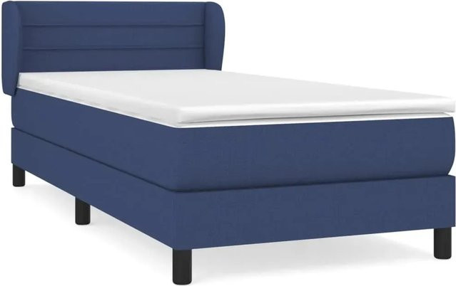 vidaXL Boxspringbett mit Matratze Blau, Hybridbett mit Taschenfederkern, B/T: 80 x 200 cm - Bild 1