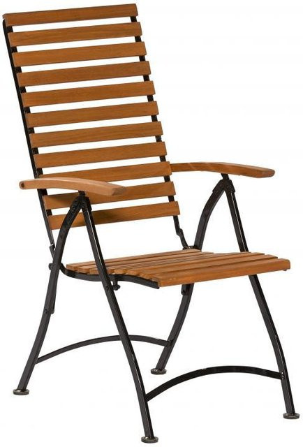 Merxx Schlossgarten Klappsessel aus Flachstahl und Eukalyptusholz in Beige, B/T/H: 55 x 46 x 110 cm - Bild 1