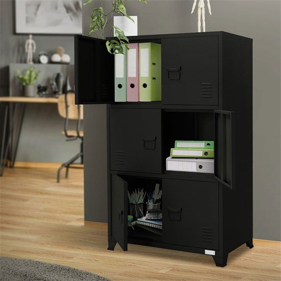 ML-Design Aktenschrank aus Metall in Schwarz, freistehend mit verstellbaren Regalböden, B/T/H: 75 x 40 x 120 cm - Bild 3