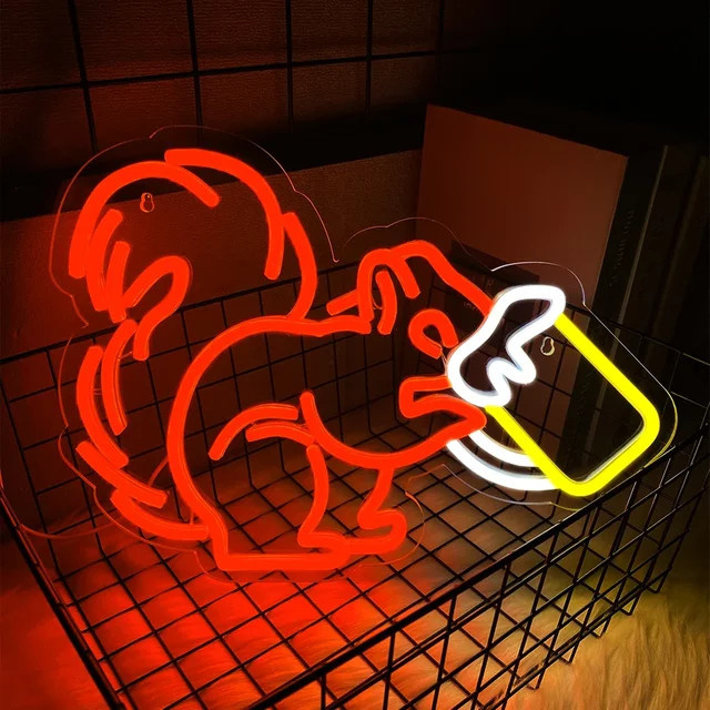 Biermann Eichhörnchen LED Leuchtreklame als bunte Wanddekoration für dein Wohnzimmer - Bild 1