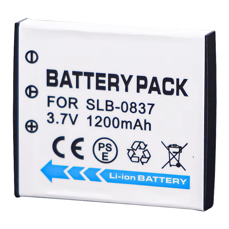 Wiederaufladbarer Samsung Akku SLB-0837 mit 1200 mAh in Weiß für Kamera-Modelle I5 I6 L73 L50 L60 NV3 NV5 NV7 - Bild 1
