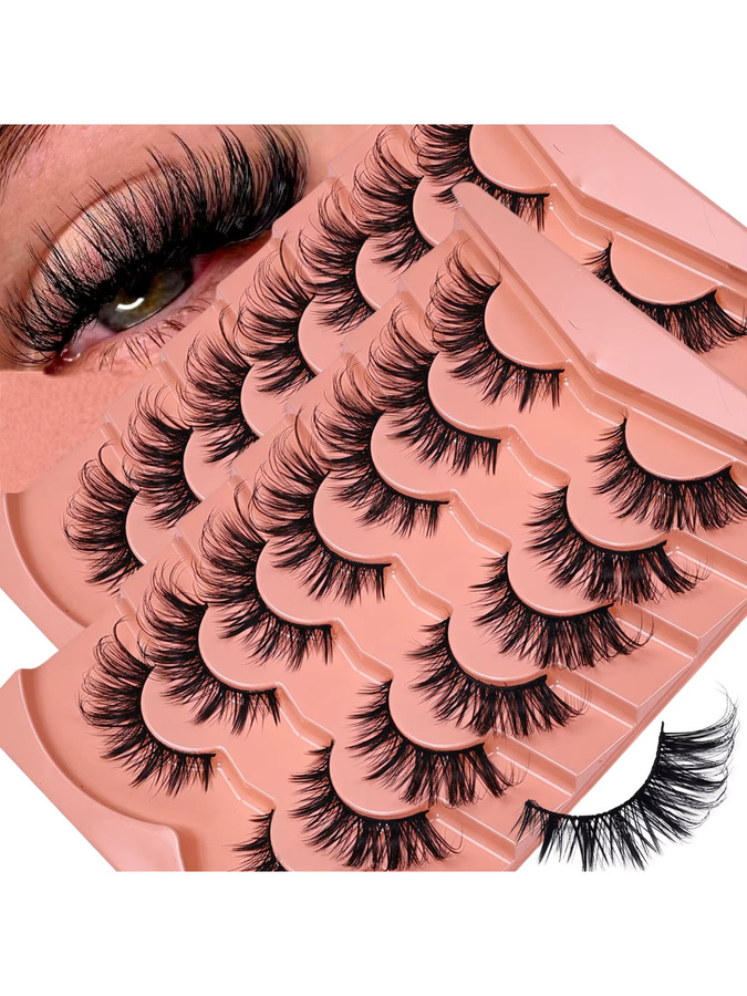 JIEFUXIN Falsche Wimpern Katzenaugen-Look, 14 Paar, schlank, kräuselnd, flauschig - Bild 6