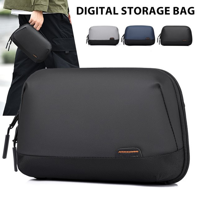Wasserdichte digitale Organizer-Tasche als tragbare Reisekabel-Aufbewahrungstasche mit mehreren Fächern für Ladegeräte und Kopfhörer in Schwarz oder Grau - Bild 1