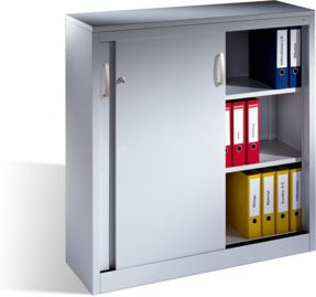 C+P Akten-Sideboard Acurado mit Schiebetüren in Lichtgrau, H: 120 cm, B: 120 cm, T: 40 cm - Bild 1