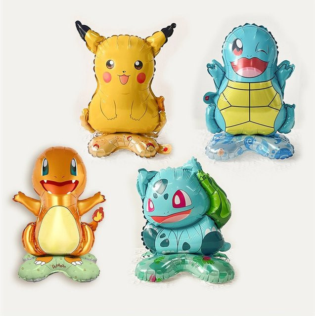 4er Set Pokemon Folienballons mit Pikachu, Squirtle und Bulbasaur für Kindergeburtstage und Partys von MINISO - Bild 1