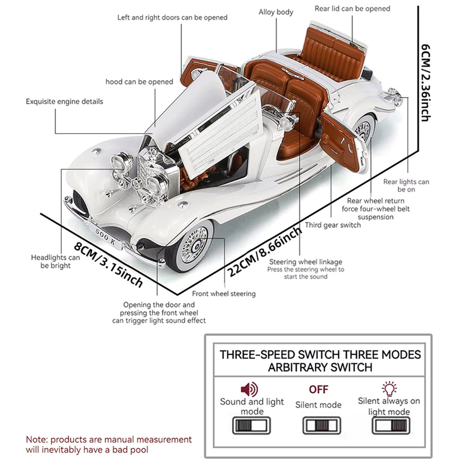 Maisto Vintage-Automodell, 1:24, Metall, Klassiker der 500K- und CLK-GTR-Serie - Bild 3