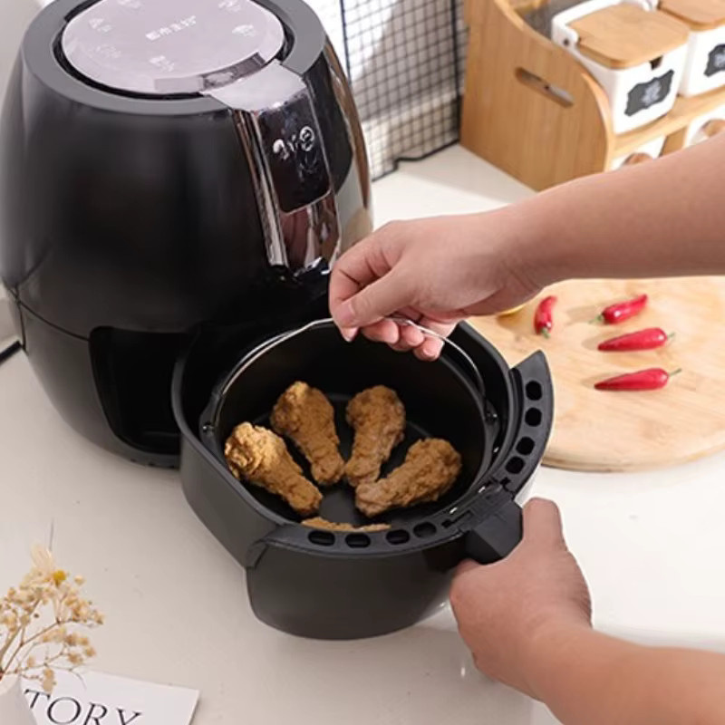 Runde Antihaft Backform für Airfryer und Ofen mit Griffen, Schwarz - Bild 3