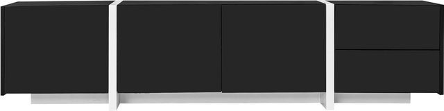 Moderner TV-Ständer von GL Store mit niedrigem Schrank und integrierter LED-Lichtleiste in Schwarz und Weiß, B/T/H: 170 x 30 x 39 cm - Bild 1