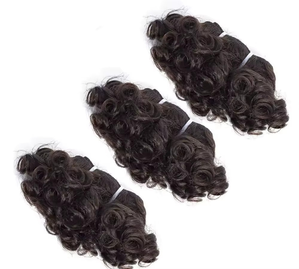 JACEY Haarverlängerung, 3-teiliges Set, 100 % Echthaar, lockig, Naturfarbe - Bild 3
