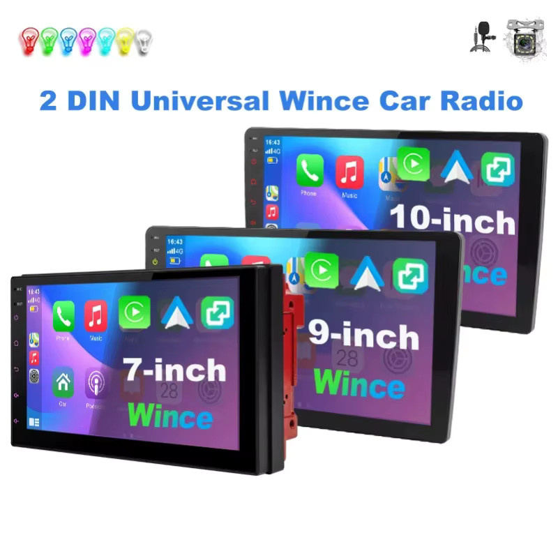 MOPECT Autoradio mit WinCE-System, kabellosem Carplay und Android Auto, Touchscreen mit Mirror Link, Bluetooth, Mikrofon, Kamera und 7-Farben-Beleuchtung, Schwarz - Bild 4