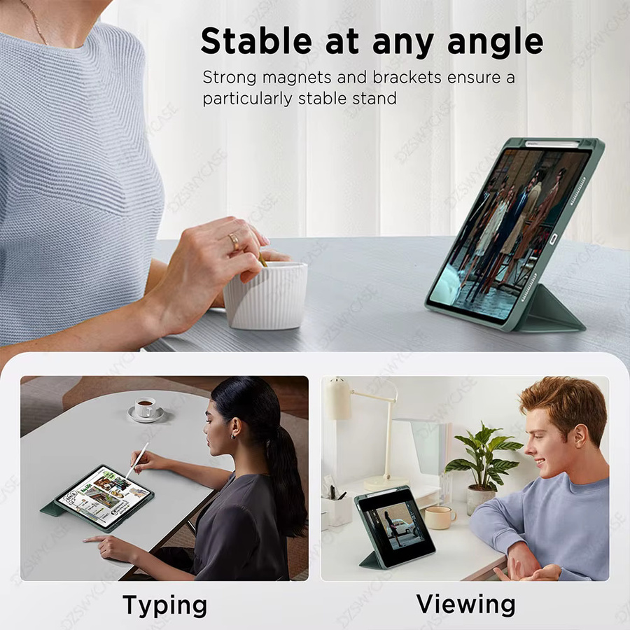 DZSWYCASE Schutzhülle für iPad Pro 12.9 (2018-2022) und iPad Air 13 M2 M3 M4 mit Stifthalter und Auto-Wake-Sleep-Funktion, Farbe: Schwarz oder Grün - Bild 4