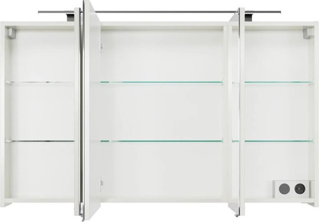 Pelipal Spiegelschrank Quantum 07 Schneeweiß Glanz mit LED-Beleuchtung, Sensor-Schalter und Steckdose, B/H/T: 120 x 76 x 35 cm - Bild 1