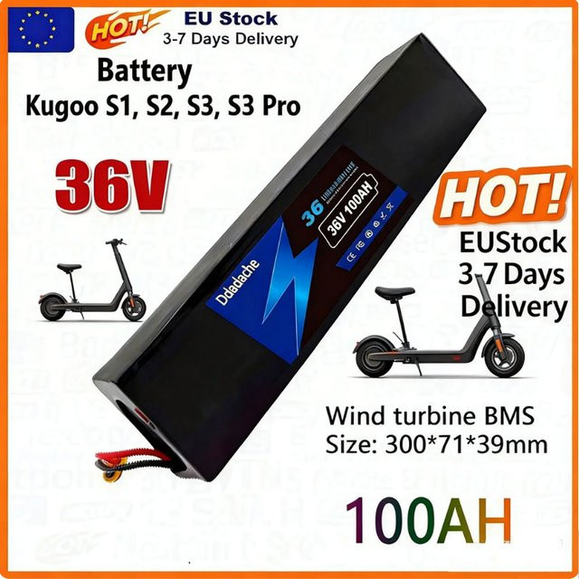 Kugoo 36V 10S3P 18650 Akkupack mit BMS Board für Elektroroller, 9000mAh, Schwarz - Bild 1