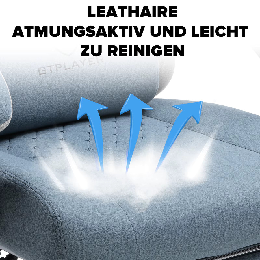 GTPLAYER Gaming Chair Ergonomischer Gaming Sessel aus Stoff in Schwarz mit Federsitzkissen und Verbindungsarmlehnen - Bild 2