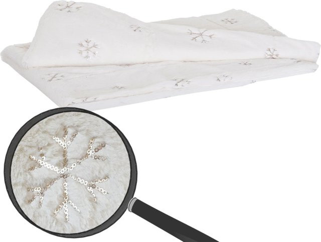 MCW Wohndecke Schnee, flauschige Kuscheldecke mit Pailletten in Weiß, B/T: 150 x 120 cm - Bild 1