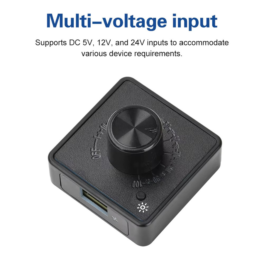 PWM-Lüfterregler mit PD QC Schnellladefunktion für DC 12 V, 24 V und 5 V in Schwarz - Bild 1