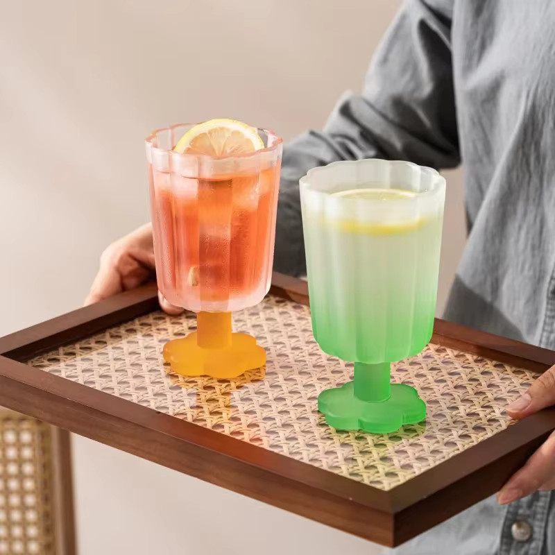 JUSTINLAU Glas-Kelch Teetasse in Blumenform mit Sandstruktur, transparent/peach/multicolour, Höhe: 13,5 cm, Breite: 8,0 cm - Bild 2