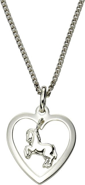 Zeeme Halskette 925 Silber, Herz und Pferde-Anhänger, 45 cm, Damen - Bild 1
