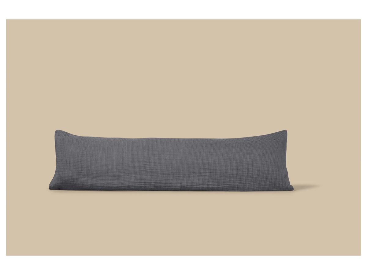 LIVARNO Musselin-Seitenschläferkissenbezug aus Baumwolle, Farbe: Grau, B: 40 cm, L: 145 cm - Bild 1