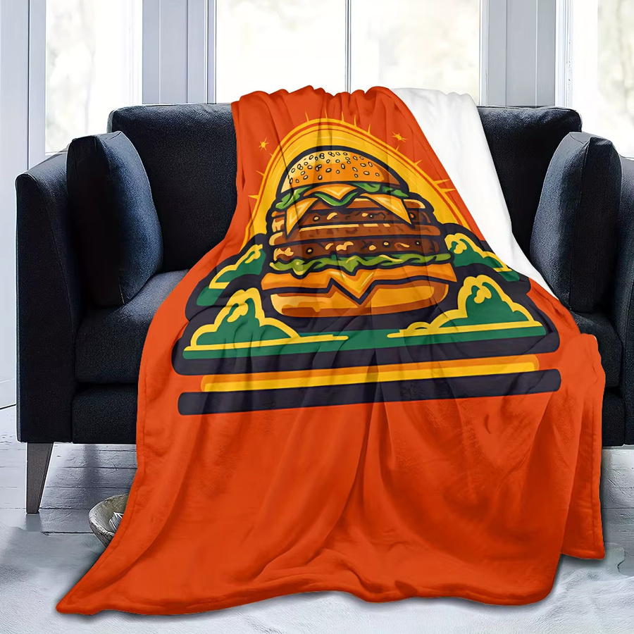 Gesteppte Decke mit Hamburger-Aufdruck in Orange aus Polyester für Erwachsene - Bild 2