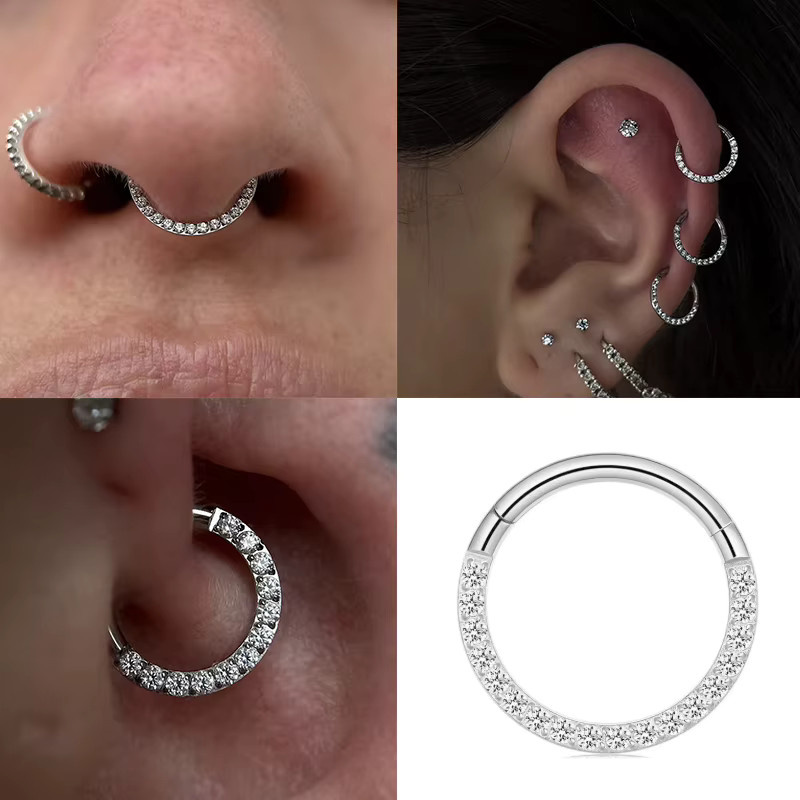 ZOORBODY JEWELRY Nasenring, Septum Ring, Edelstahl, Zirkonia, Silber, Unisex - Bild 3