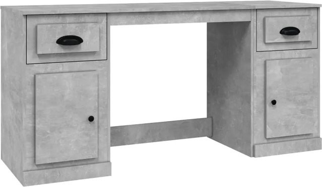 vidaXL Schreibtisch mit Schrank in Betongrau aus Holzwerkstoff, B/T/H: 150 x 50 x 75 cm - Bild 1