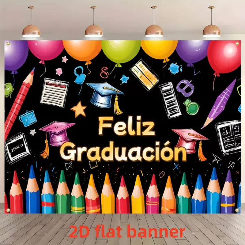 VIKAMA Buntes Abschlussbanner im spanischen Stil mit Buntstifte-Motiv für deine Abschlussfeier Dekoration in Mehrfarbig - Bild 2