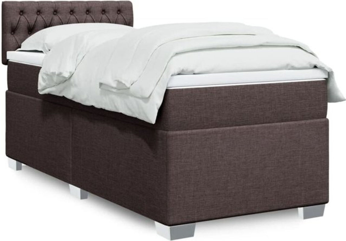 vidaxl Boxspringbett mit Matratze in Braun und Weiß aus Stoff und Holzwerkstoff, B/T/H: 200 x 80 x 100,5 cm - Bild 1