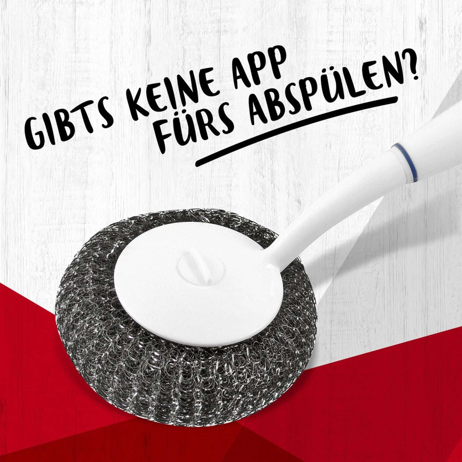 Fackelmann Scheuerbürste mit Griff in Blau und Weiß aus Kunststoff und Edelstahl, wandmontierbar - Bild 2
