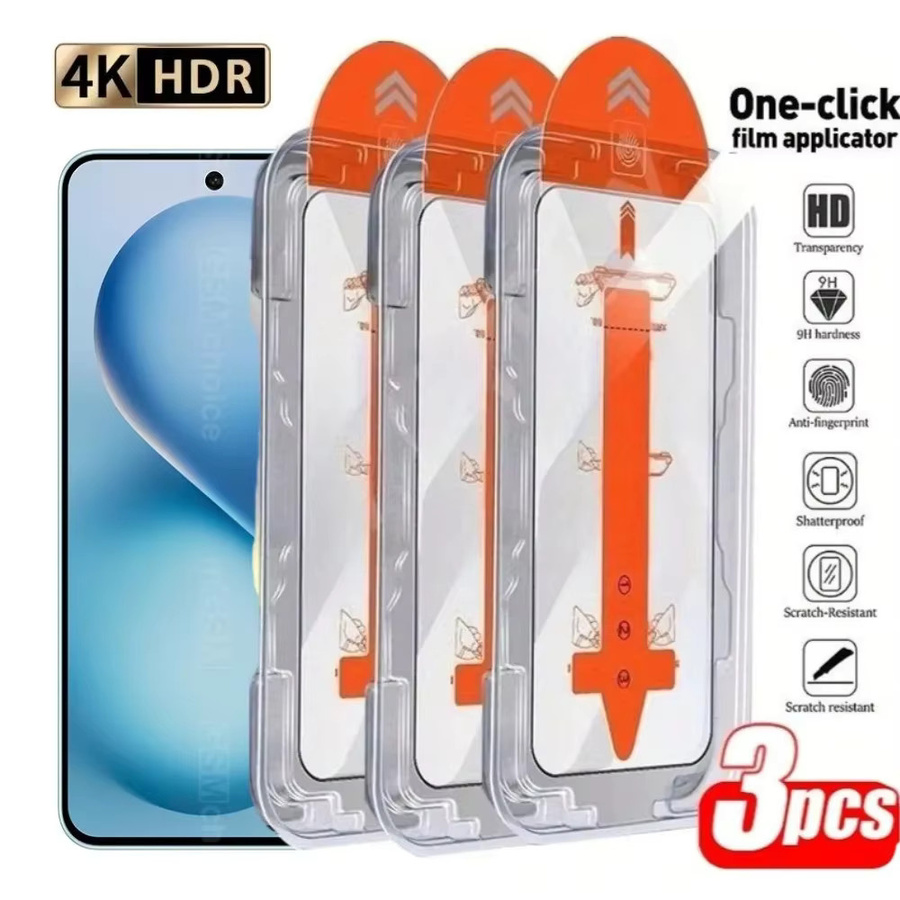 3-teiliges Displayschutz-Set aus gehärtetem Glas für Samsung Galaxy S25 S24 S23 S22 S21 Ultra Plus FE, transparent, staubfrei und mit vollständiger Abdeckung - Bild 5