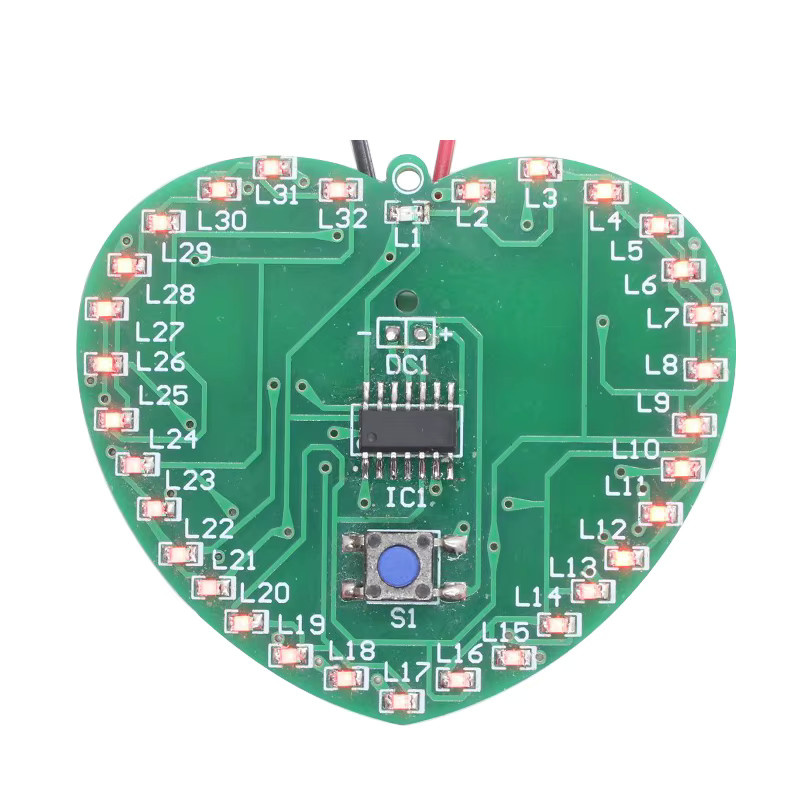 LOTHYE DIY-Elektronik-Kit mit 32 grünen SMD-LEDs und Mikrocontroller für ein herzförmiges blinkendes Licht-Set - Bild 2
