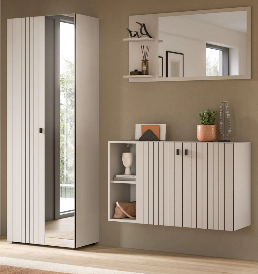 3-tlg. Garderobe Set Loreno von Inn.Furn in Kaschmir, modern mit Spiegel und Schuhschrank, Höhe: 191 cm - Bild 1